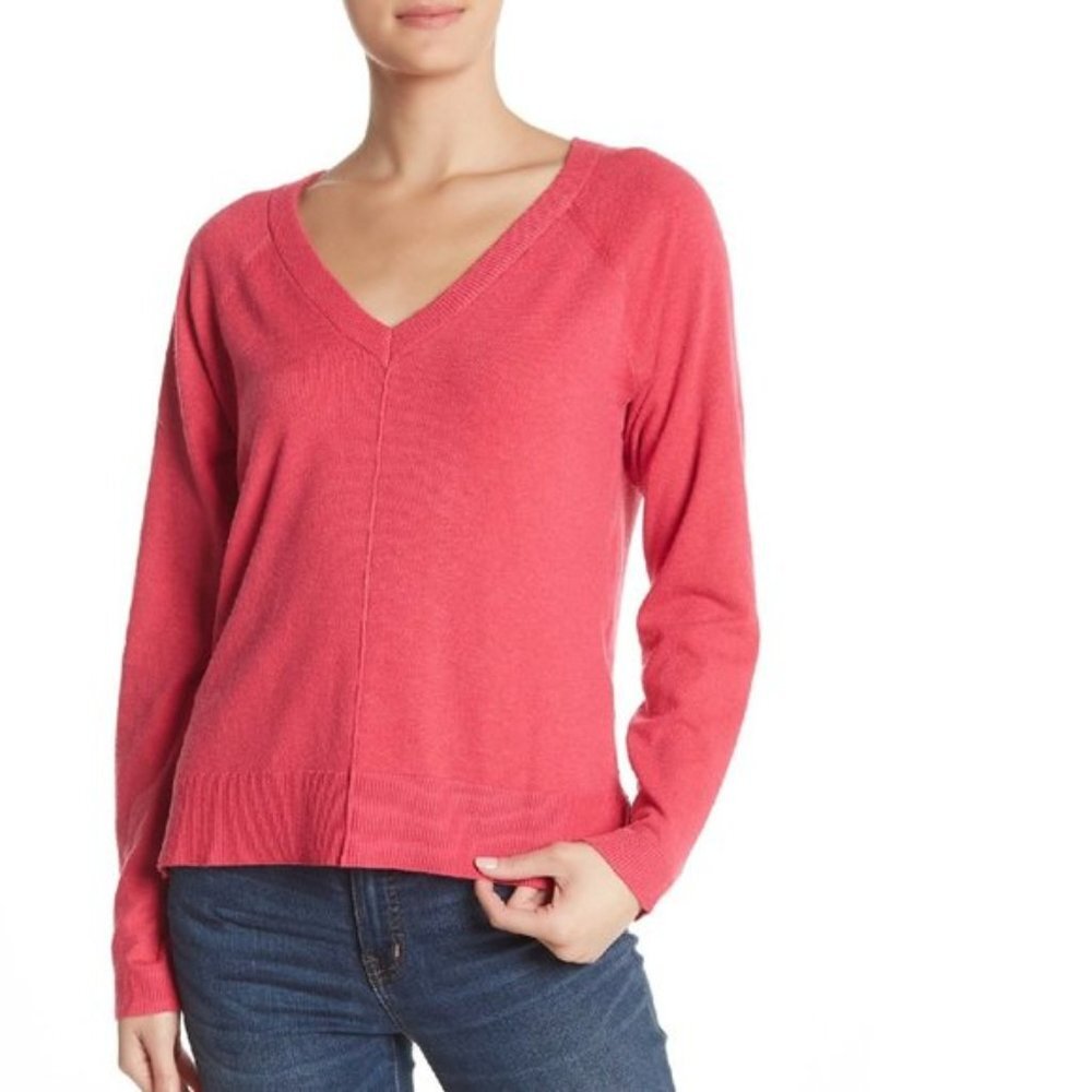 Bobeau V-Neck Knit Pullover Sweater